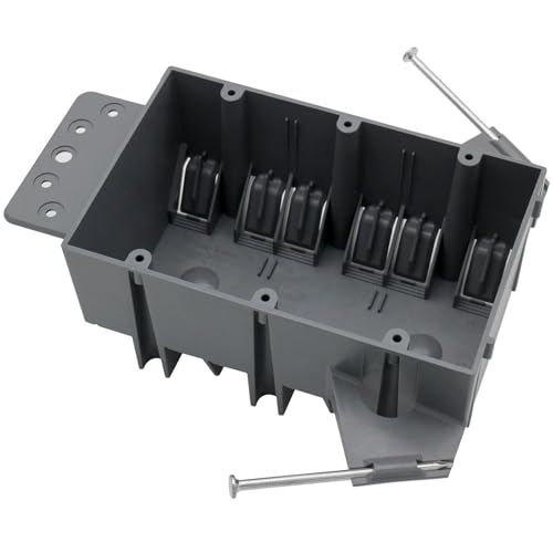 YQSIYU Three Gang Electrical Outlet Box,Gray Electrical OutletPlastic Boxes 44 Cu.in.for Home Improvement,ETL,Fire Rated for 2 Hours.(1 Pack).