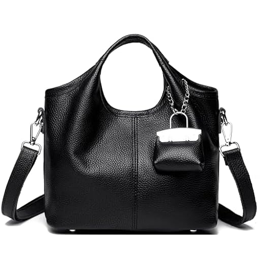 Makukke Bolso de mano de piel auténtica para mujer, pequeño bolso de hombro, bolso de hombro, bolso de mano, elegante bolso de mano para mujer para el día a día y la oficina (Negro) | Ya disponible en tu tienda friki favorita! En mundofriki.es!