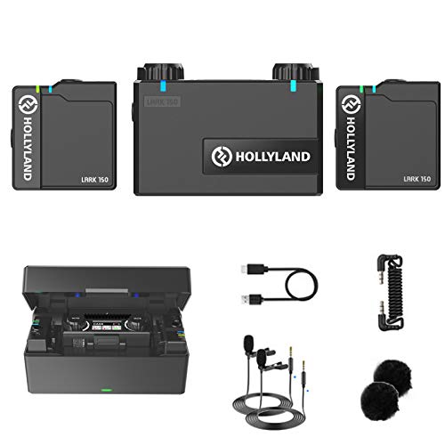 Hollyland Sistema de microfone duplo sem fio Lark 150, transmissão digital sem fio de 2,4 GHz com es