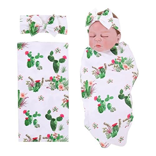 Image of PROBABY Newborn Swaddle Blanket Baby Receiving Blankets Cactus Print Swaddle Sack Wrap Unisex Newborn Clothes for Baby Boy Girl 0-3 Months