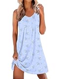 Ekouaer Cotton Nightgowns for Women Sleeveless Night Gown Tank Sleep Shirts Pleated Night Shirts V Neck Chemise