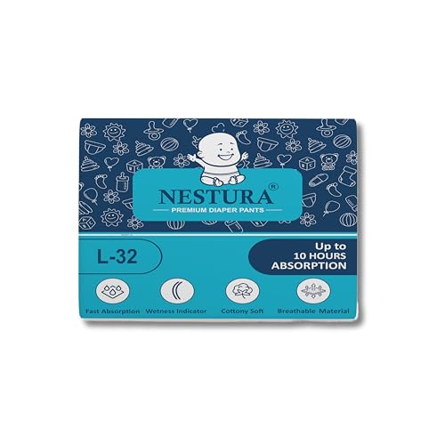 Image of Baby Diapers Pants Large L size with Wetness Indicator (9-14 kg), Combo Pack of 1 (32 Count)