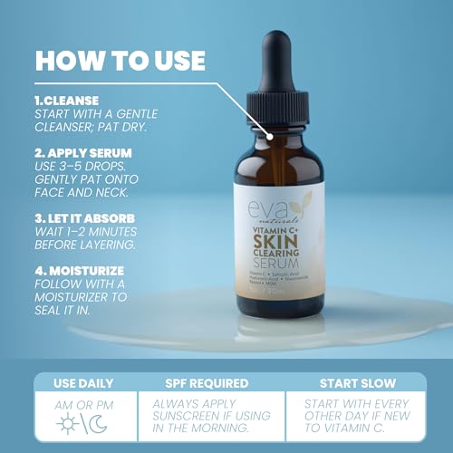 Image of Vitamin C Serum for Face with Retinol & Salicylic Acid - Skin Clearing Acne Spot Treatment with Niacinamide, Hyaluronic Acid, MSM - Anti-Aging Facial Serum for Dark Spots and Blemishes