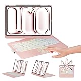 NOKBABO Keyboard Case for iPad Pro 11 inch(M5 2025 / M4 2024), Wireless Keyboard with Rainbow Backlight, Built-in Trackpad, 360°Rotatable & Pencil Holder, iPad Pro 11 M5/M4 keyboard case - Bright Pink