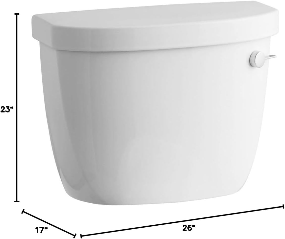 KOHLER K-4421-RA-0 Cimarron 1.28 gpf Class Five High Efficiency Toilet Tank with Right-Hand Trip Lever, White