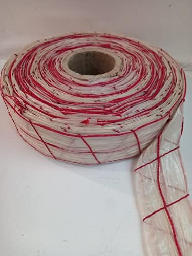 Homemade Sausage Casing, Clear Fibrous in Spiral Net of 4 cells, Roll Length is 210 ft (2.2" in Diameter), RED color twine