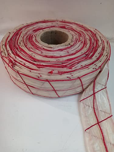 Homemade Sausage Casing, Clear Fibrous In Spiral Net Of 4 Cells, Roll Length Is 210 Ft (2.2" In Diameter), Red Color Twine #TOP17