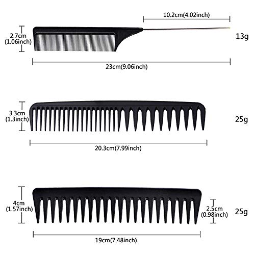 Foto von UUCOLOR 3PCS Professionel Friseur Kamm, Männer Frauen Multifunktionaler Kamm Set, Hitzebeständiger Antistatischer Hair Comb, Stielkamm Haarkamm für Haarstyling Salon