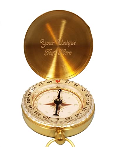 Personalized Wilderness Scouting Brass Pocket Compass | Engraved Gift For Husband, Son, Scouts, Camping, Hiking (My Own Text) #TOP3