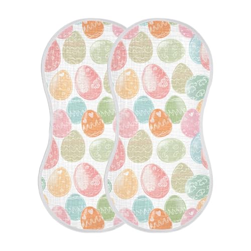 xigua Colorful Easter Eggs Baby Burp Cloths for Newborn Boys and Girls 2 Pack, Soft & Absorbent Cotton Baby Burp Cloth, Baby Washcloths, Newborn Towel, Burp Rags2