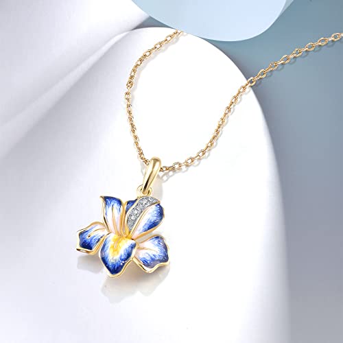 Santuzza 10K Solid Gold Enamel Flower Pendant Without Chain for Women3