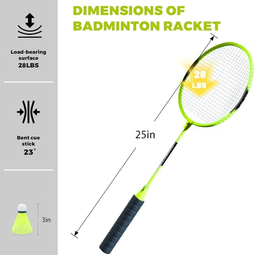 Image of Badminton Racket Set,25 inch Badminton Rackets for Adults with Thickened Nylon Wires & 4 Shuttlecocks Durable for Training Sports & Entertainment Indoor Outdoor