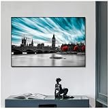 SERIZE Impression De Photo Sur Toile Big Ben On Te Seine Poster Toile Peinture Imprimer Murale Art Image Decoration Murale Decoration Murale 45X65Cm