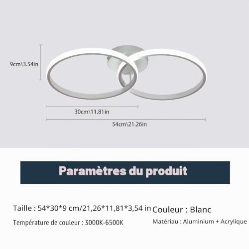 Plafonnier LED dimmable 38W avec télécommande pour salon et cuisine moderne - 3