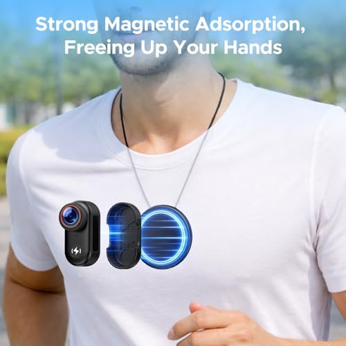 CAMWORLD Mini Body Camera 4K with 64GB Card, Action Thumb Cameras Magnetic Mount 1.47" Screen, Wearable POV Camera for TikTok YouTube Vlogging Motorcycle Security - 4