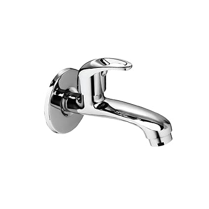 Blueshark Cosmo Brass Long Body Bib Cock Tap Faucet Wall Mounted for Bathroom and Kitchen Sink - Mirror Chrome Finish (5 Year Product Warranty)