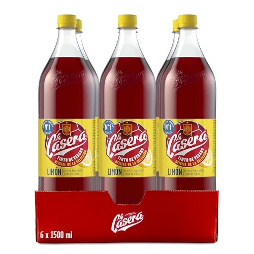 La Casera - Bebida refrescante, Tinto De Verano Limón, Botella 1,5 L - , Pack de 6