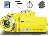 THPACIP Camcorder Video Camera 4K Ultra HD 80MP Vlogging Camera for YouTube 18X Digital Zoom Recorder IR Night Version 3.0' IPS HD Screen with Remote Control and 32GB SD Card