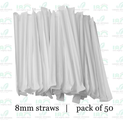 Image of Individual Wrapped Paper Straws | 50 Straws (8mm Wide) | White Colour | Best for Juice, Soft Drinks and Cocktails | Direct from Manufacturer