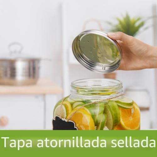 Miniatura 5 de Dispensador De Bebida De Vidrio De 8 Litros Con Grifo Inoxidable, Ideal Para Fiestas, Con Soporte De Bambú, Jarra De Agua Con Grifo, Perfecta