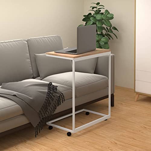 ShGaxin Beistelltisch mit Rollen, Sofatisch, Sofatablett, Laptop Tisch, Couch Tisch, Mini Tisch, Druckertisch, Coffee Table, Wohnzimmer Tisch Für Couch, Weiß 55x35x70 cm Holzwerkstoff