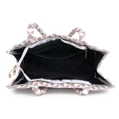 Carrylux-Spacious-Tote-Handbag-Shoulder-Bag-For-Women-With-Embossed-Geometric-Print