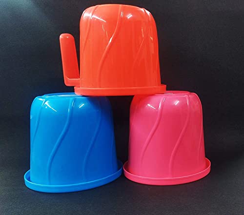 Image of Milton Virgin Plastic Bathroom Mug|Simple Design & Unbreakable Material| Size 13 x 13 x 12 CM, Pack of 3 (Blue and Pink)