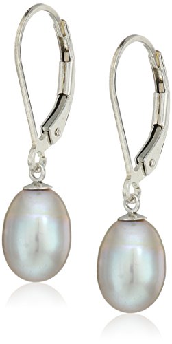 Bella Pearl Sterling Silver Grey Freshwater Pearl Lever Back Drop Earrings