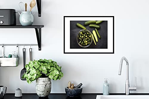 Poster met lijst Komkommer - Poster met lijst Verse minikomkommers in kwarten en stukjes gesnen - 40x30 cm - Afbeelding 5