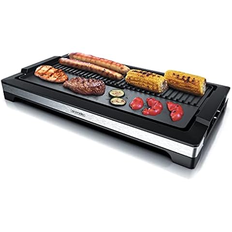 Arendo - Tischgrill elektrisch 2200 W - XXL Elektrogrill Party Grill - abnehmbare Platte - Fettauffangschale Cover