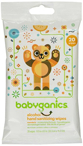 BabyGanics Alcohol Free Hand Sanitizer On the Go Wipes, Mandarin, 20 Count