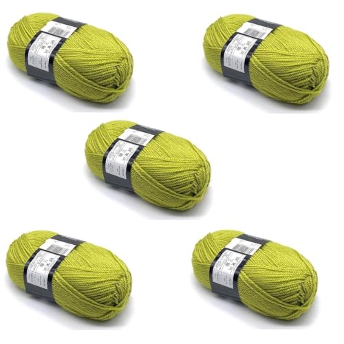 Ovillo verde Aran de 100 g en pack de 5 unidades para labores de punto y ganchillo de primavera 2