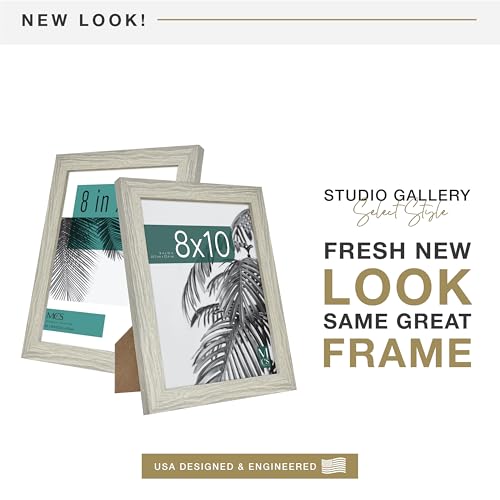 MCS Studio Gallery 8x10 Picture Frame Gray Woodgrain, Vertical & Horizontal Wall Hanging & Easel for Tapletop Display, Rectangle Photo Frame for Photos, Posters & Art Prints (2-Pack)