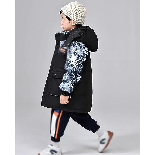 GAGALU Jaqueta infantil engrossada de comprimento médio, grafite colorido à prova de vento e jaqueta