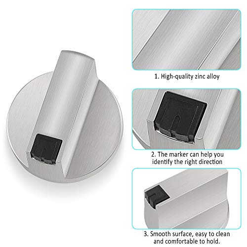 Dadabig 8 Stück 6mm Gasherd knöpfe, Universal Drehknopf Herd Metall Steuer Knöpfe Adapter Ofen Schalter Kochfläche Control Gasherd Knöpfe Ersatz Zubehör für Küche Herd Gas Herd Ofen Koch (Silber)