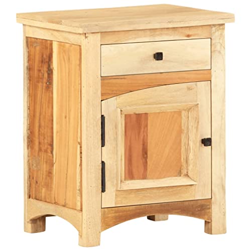 vidaXL Reclaimed Solid Wood Bedside Cabinet - Mid-Century Nightstand with Drawer and Door