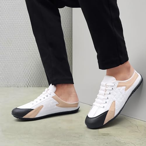 Image of Men's Tan-White Comfortable, Casual & Trendy Mesh Lace-ups Sneakers 7