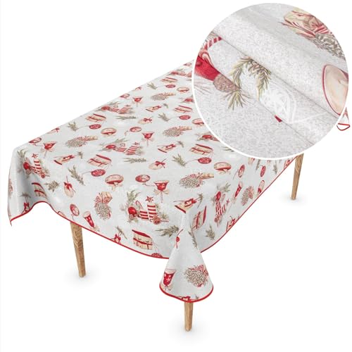 ANRO Wachstuchtischdecke Weihnachts Tischdecke abwaschbar Wachstuch...