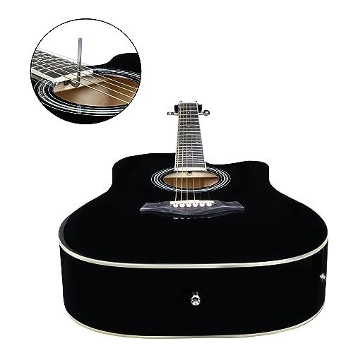 Image of Juarez JRB41C /BK-EQ 41 Inch Acoustic Guitar Kit with Truss Rod, Solid Linden Wood, Ziko Strings, Pearl Rosette, Rosewood Fretboard & Bridge, Die Cast Machine with Picks, Strap, Strings & Bag Black