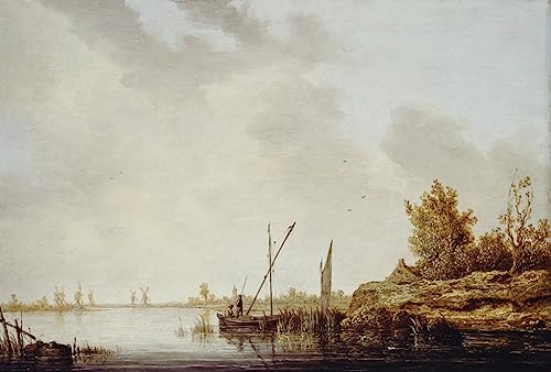 Poster une scène de rivière avec des moulins Aelbert Cuyp impression toile 60x90cm