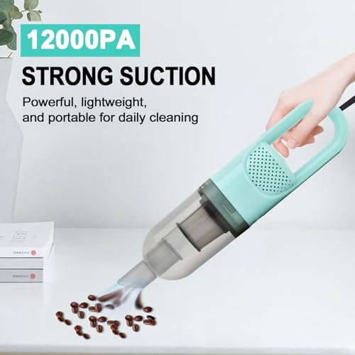 Image of 6-in-1 Lightweight Stick Vacuum Cleaner with 100W Powerful Motor, Mini Portable Household Handheld Vacuum Cleaner for Domestic Hard Floors, Carpets and Pet Hair(Light Green Corded)
