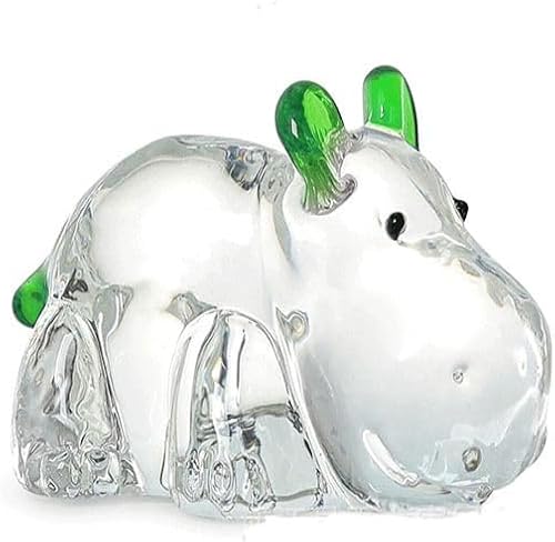 Miniatura 4 de Hipopótamo decorativo coleccionable de cristal, decoraciones de artículos pequeños en el escritorio, decoraciones de pisapapeles de animales