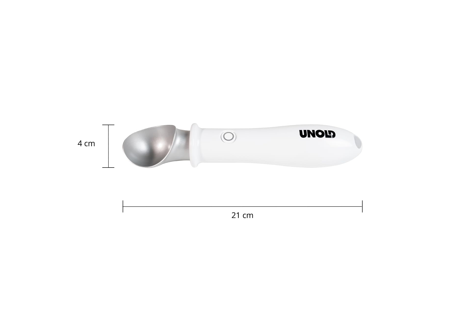 Unold 488990 Cuchara de helado calentada Carlo, tiempo de calentamiento corto, antiadherente, porción sin esfuerzo, muy ligera, cable de carga USB
