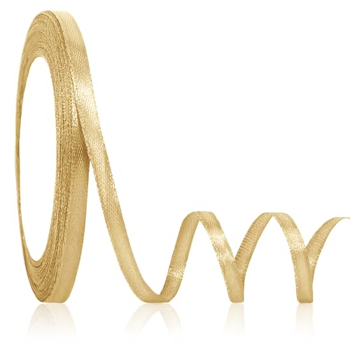 OMAIGAR Gold Ribbon 1/4 Inch Width, 25 Yard Length