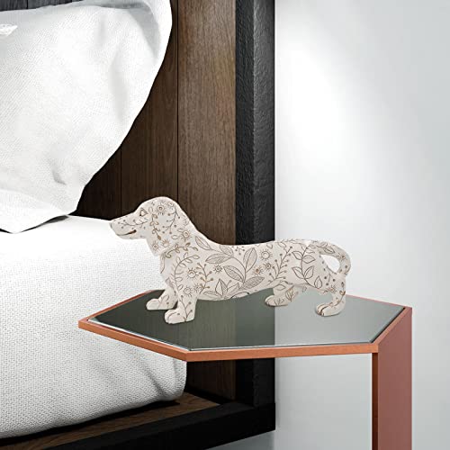 Figurine de teckel en polyrésine blanche de 28 cm, statuette design aux finitions soignées - 6