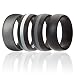 ROQ Silicone Wedding Ring for Men, Silicone Rubber Band 4 Pack - Black, Grey, Silver, Beveled Metallic Platinum, Size 11