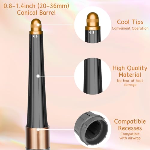 ZEPHBLOW Barril cônico de ondulação para Dyson Airwrap, 20-36 mm, compatível com Airwrap HS01/05, ac