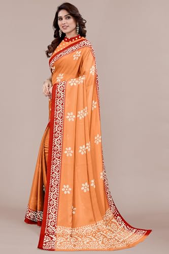 Image of MIRCHI FASHION Saree for Woman Chiffon Batik Printed | Lightweight Daily Wear Women's Office Sari with Blouse Piece (Available in 40 Colours)