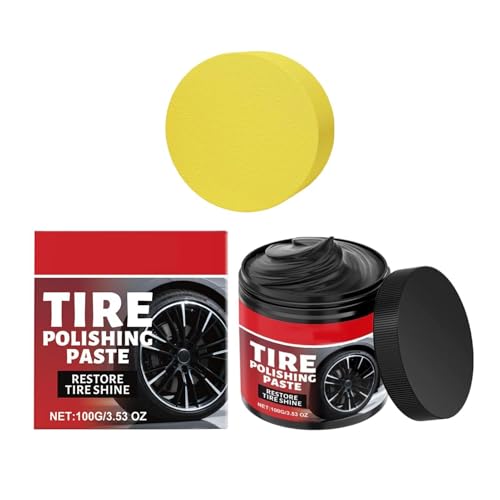 Générique Pâte Polissage Pneus, Kit Pâte Polissage Imperméable Cires Pneu, Applicateur Cires Noire Pneus Protection UV, Nettoyant Antioxydant Pneu Voiture Crème Nourrissante, pour L'habillage Pneuse