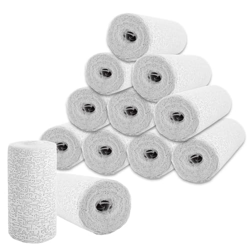 EATHEATY 12 Pack Plaster Cloth Rolls, 4 x 177 Inches Plaster Gauze Plaster Bandages Wrap Strips, Plaster Strips for DIY Hobby Crafts, Belly Cast, Mask Making, Body Molds